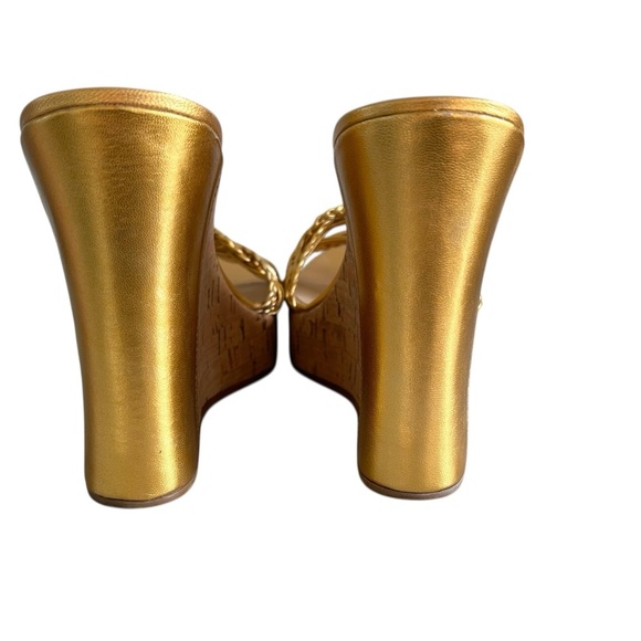 Anne Klein New York Cork and  Gold Braided Women's Sandals Sz 10 - Picture 4 of 11